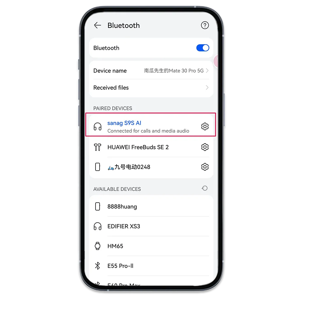 sanag device connected in device bluetooth sanag device connected in device bluetooth
